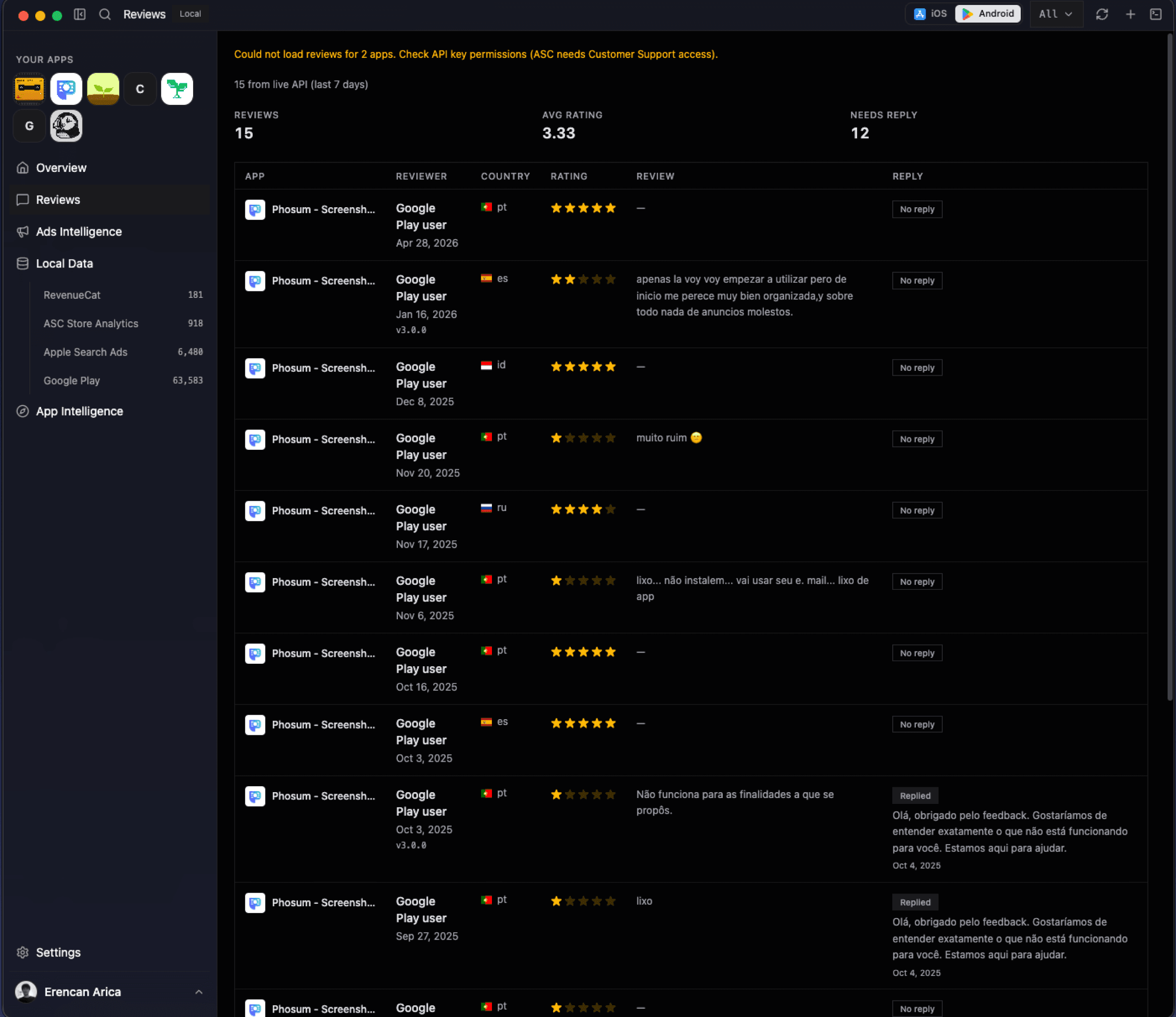 Reviews preview