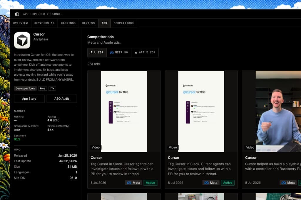 Competitor Ads in App Explorer: Meta and Apple in One Tab